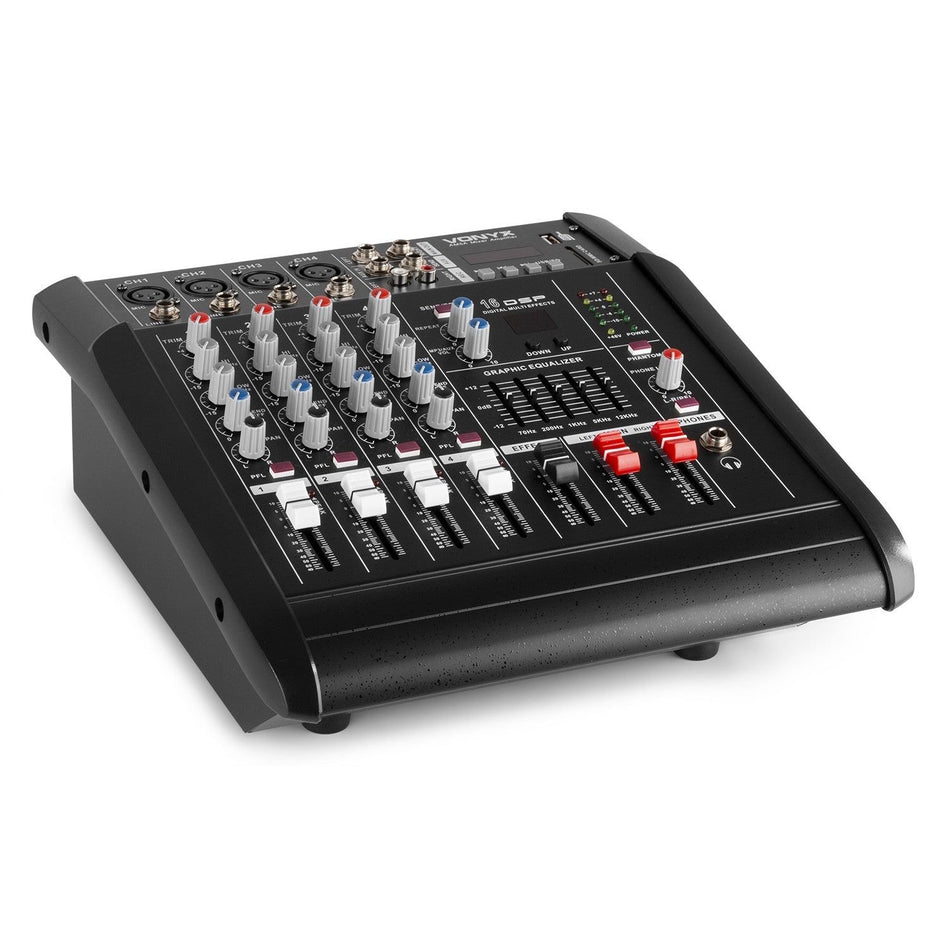 Vonyx AM5A - Mezclador de 5 canales con amplificador DSP/BT/SD/USB/MP3 - Tempo Shop