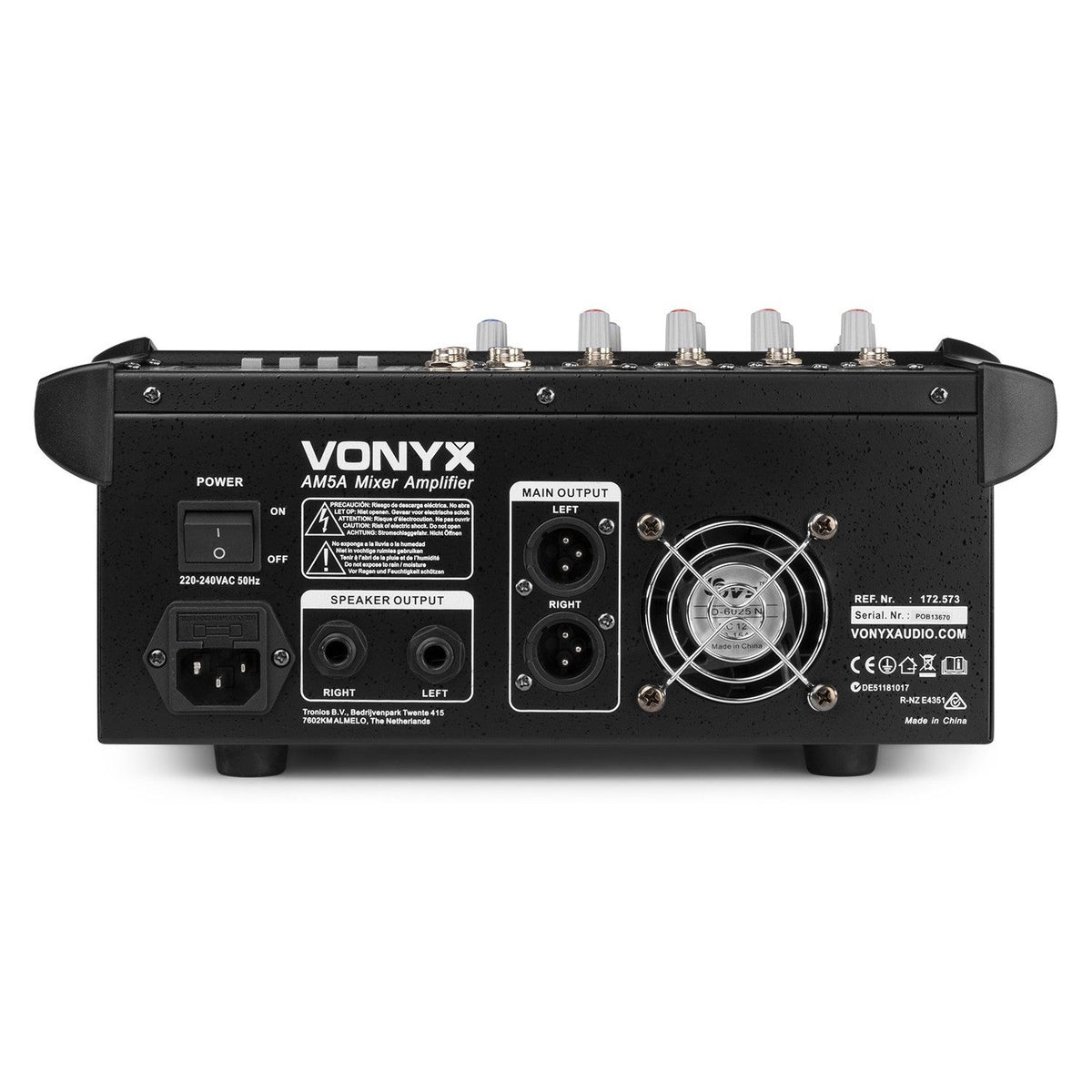 Vonyx AM5A - Mezclador de 5 canales con amplificador DSP/BT/SD/USB/MP3 - Tempo Shop