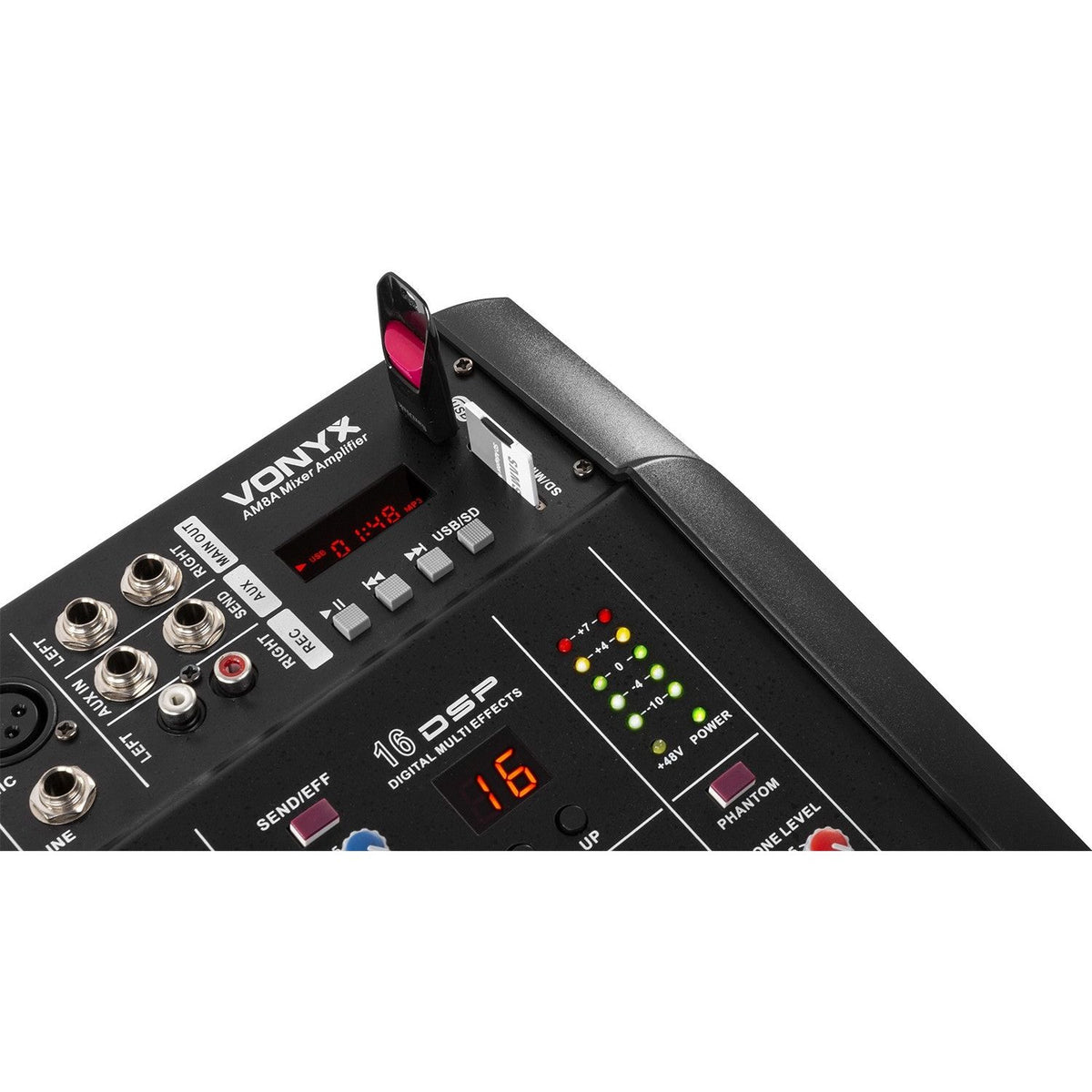 Vonyx AM5A - Mezclador de 5 canales con amplificador DSP/BT/SD/USB/MP3 - Tempo Shop