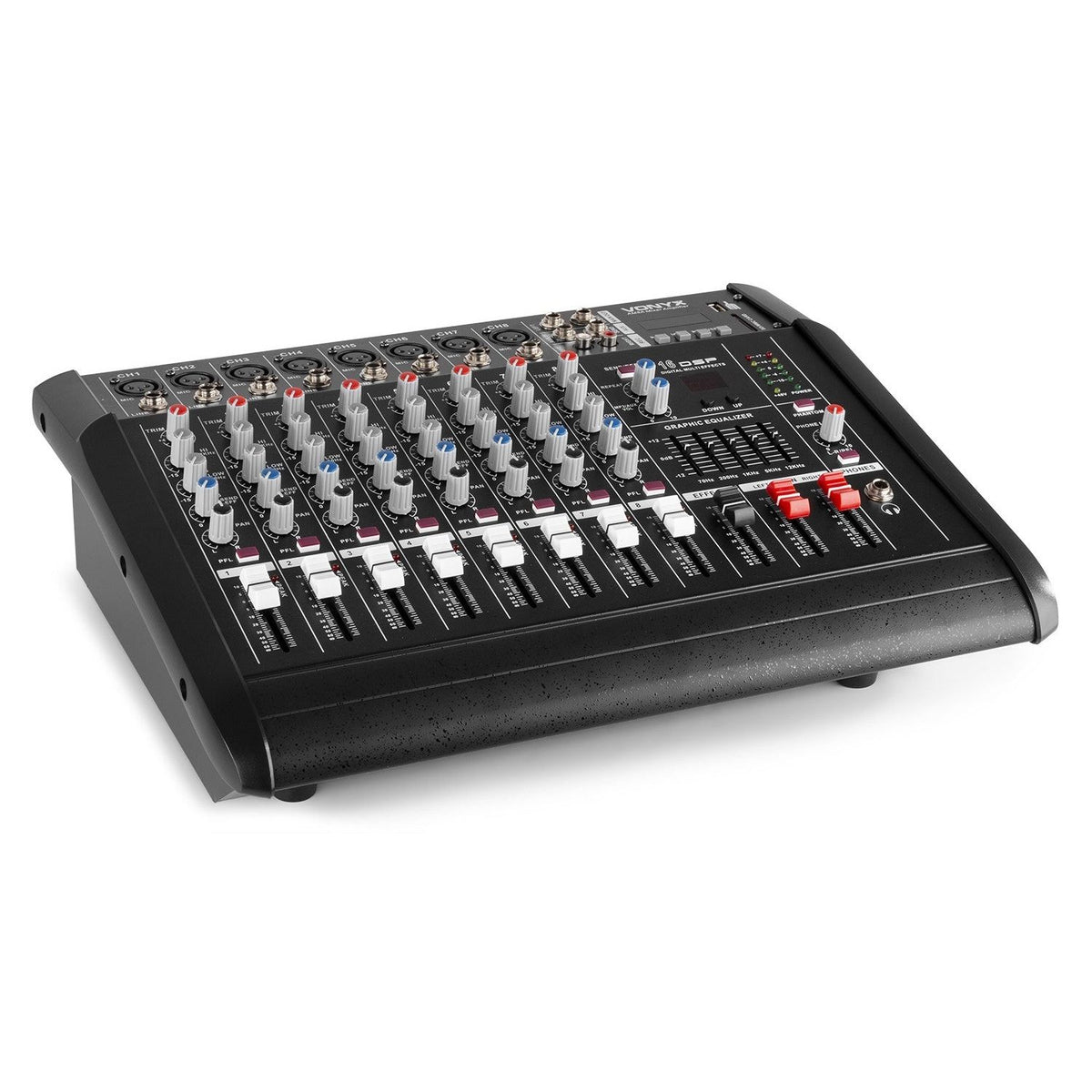 Vonyx AM8A - Mezclador de 8 canales con amplificador DSP/BT/SD/USB/MP3 - Tempo Shop