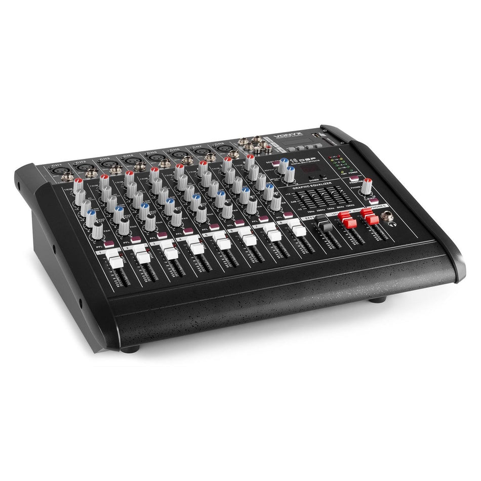 Vonyx AM8A - Mezclador de 8 canales con amplificador DSP/BT/SD/USB/MP3 - Tempo Shop