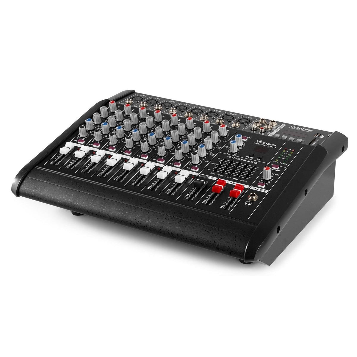 Vonyx AM8A - Mezclador de 8 canales con amplificador DSP/BT/SD/USB/MP3 - Tempo Shop