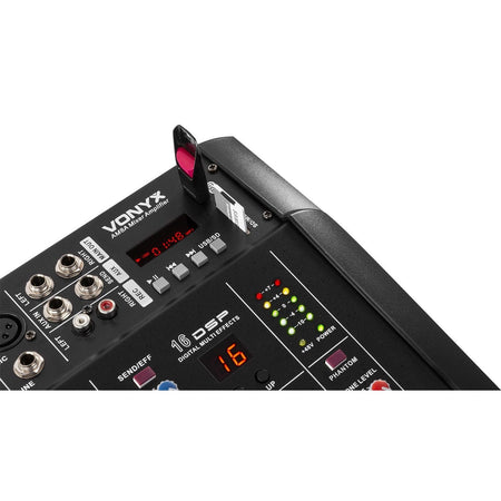 Vonyx AM8A - Mezclador de 8 canales con amplificador DSP/BT/SD/USB/MP3 - Tempo Shop
