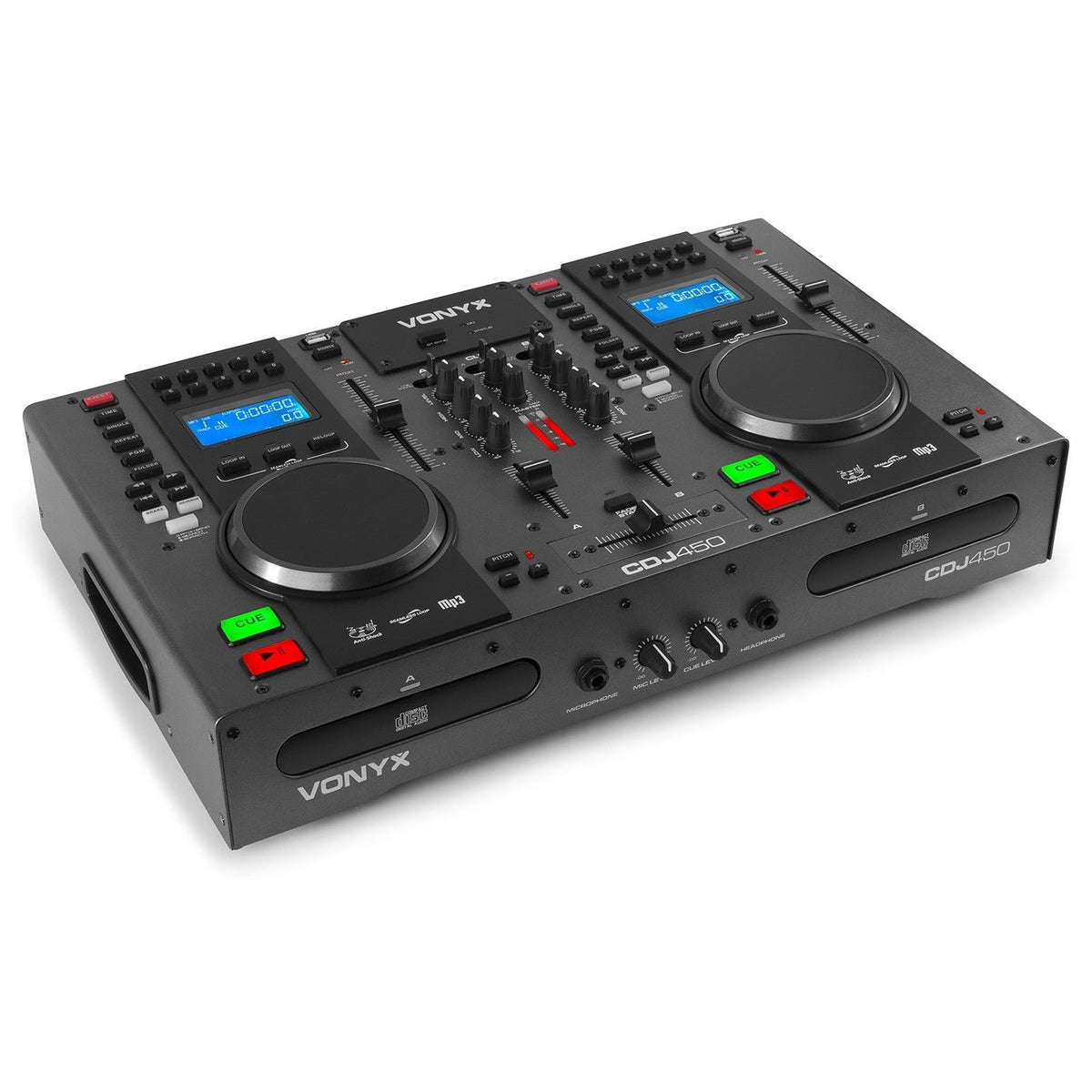 Vonyx CDJ450 - Doble reproductor mezclador sobremesa CD/MP3/USB con BT - Tempo Shop
