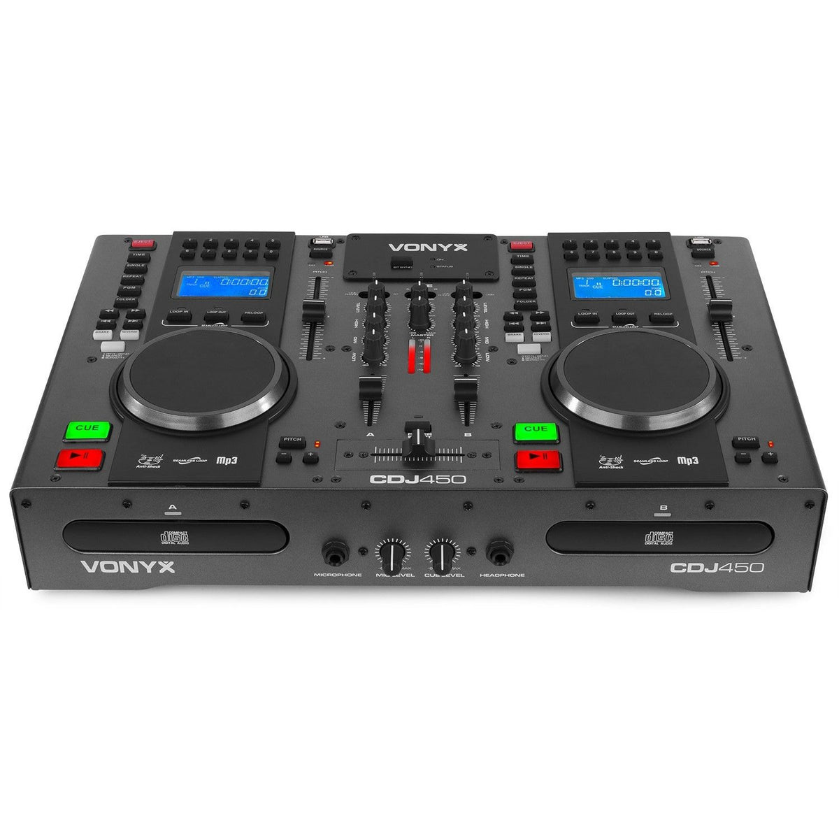 Vonyx CDJ450 - Doble reproductor mezclador sobremesa CD/MP3/USB con BT - Tempo Shop