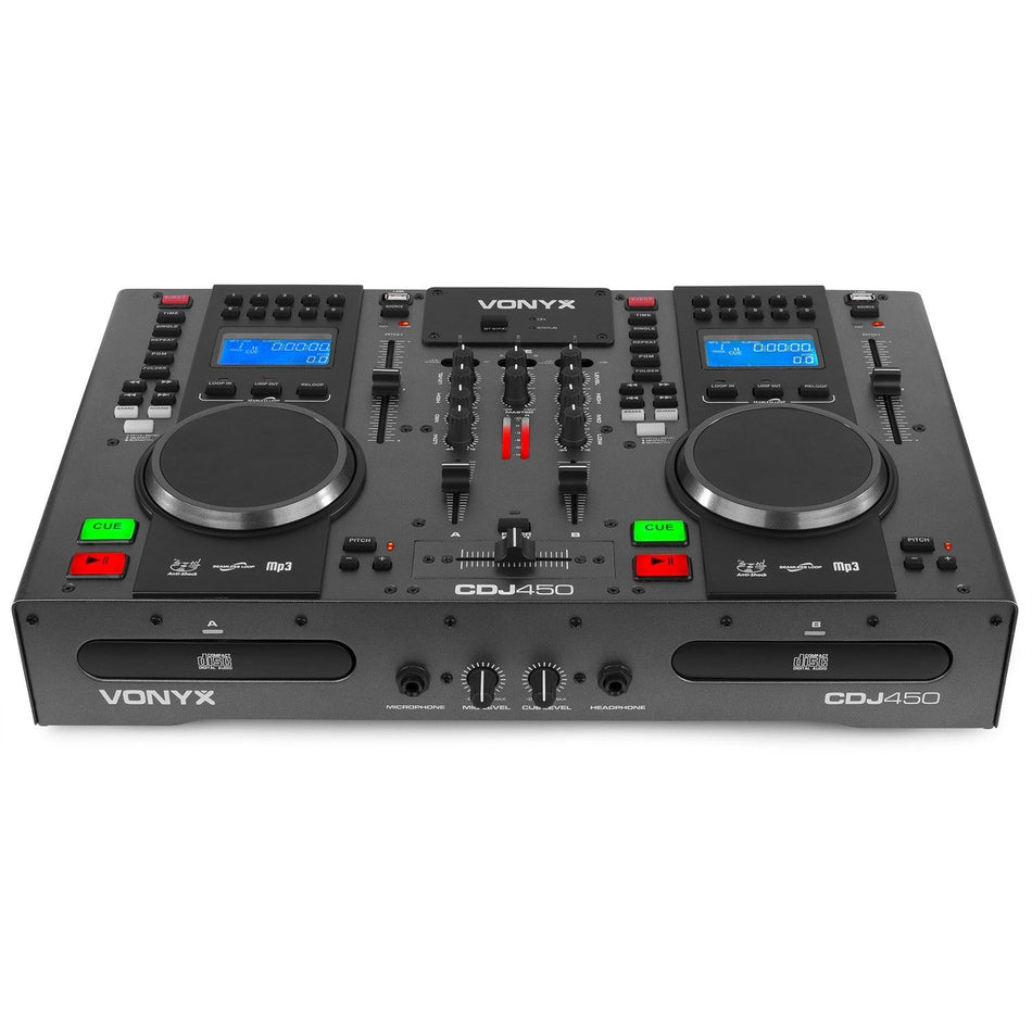 Vonyx CDJ450 - Doble reproductor mezclador sobremesa CD/MP3/USB con BT - Tempo Shop