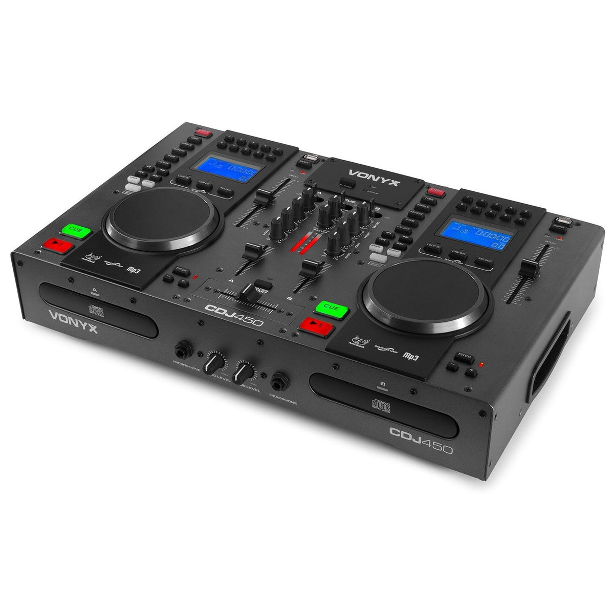 Vonyx CDJ450 - Doble reproductor mezclador sobremesa CD/MP3/USB con BT - Tempo Shop