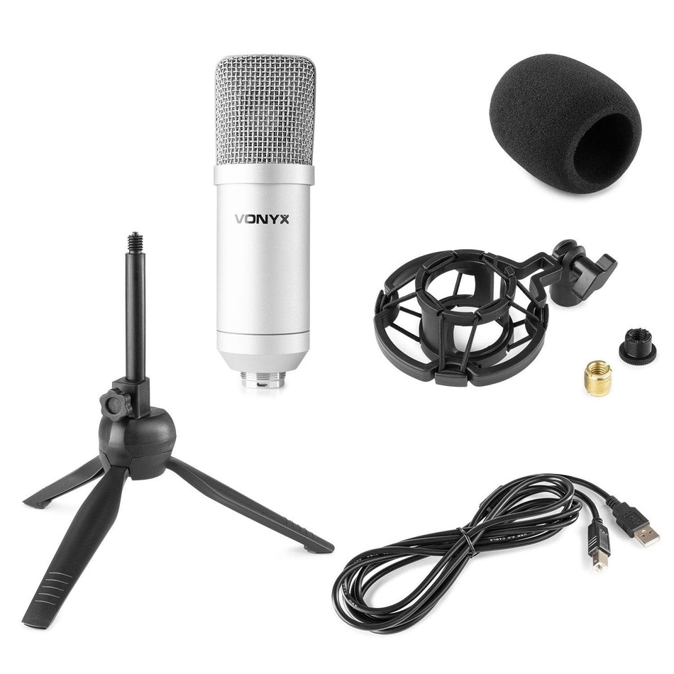 Vonyx CM300S - Micrófono de estudio USB Plata - Tempo Shop