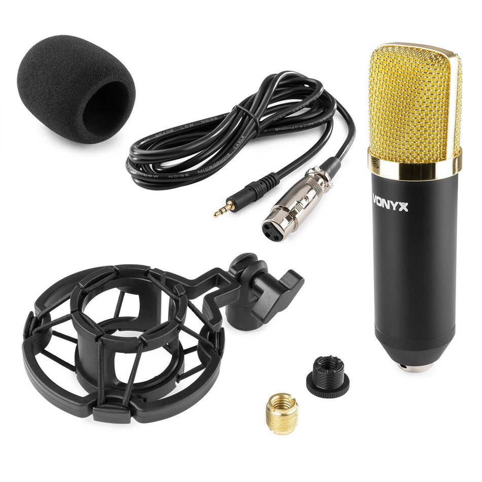 Vonyx CM400 - Micrófono de estudio de condensador negro/oro - Tempo Shop