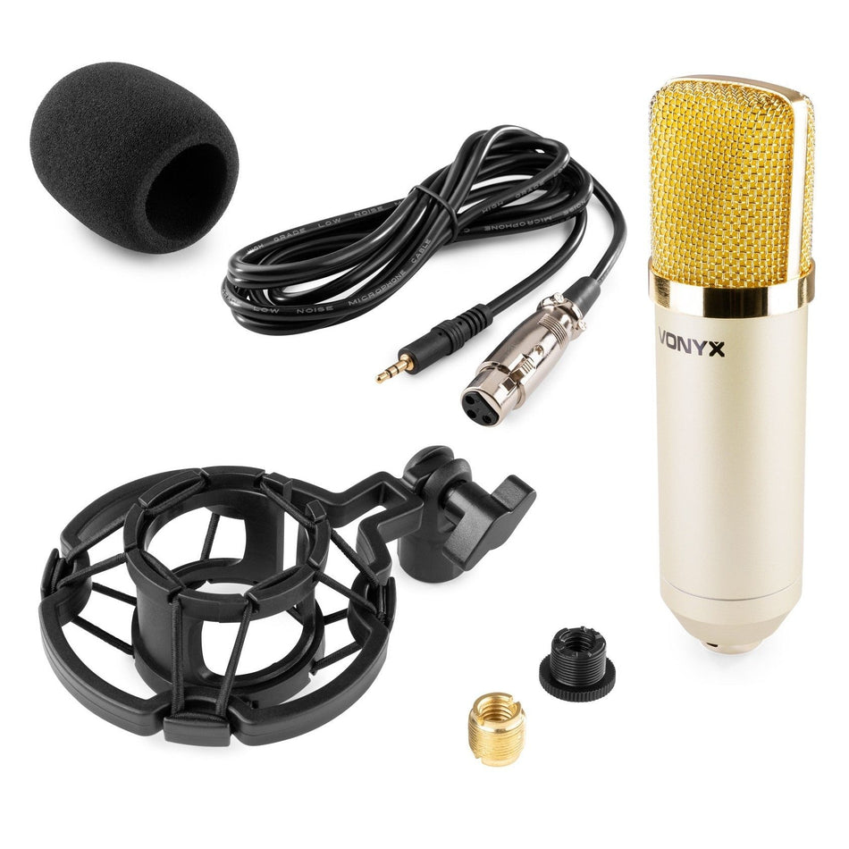 Vonyx CM400C - Micrófono de estudio de condensador Champán - Tempo Shop