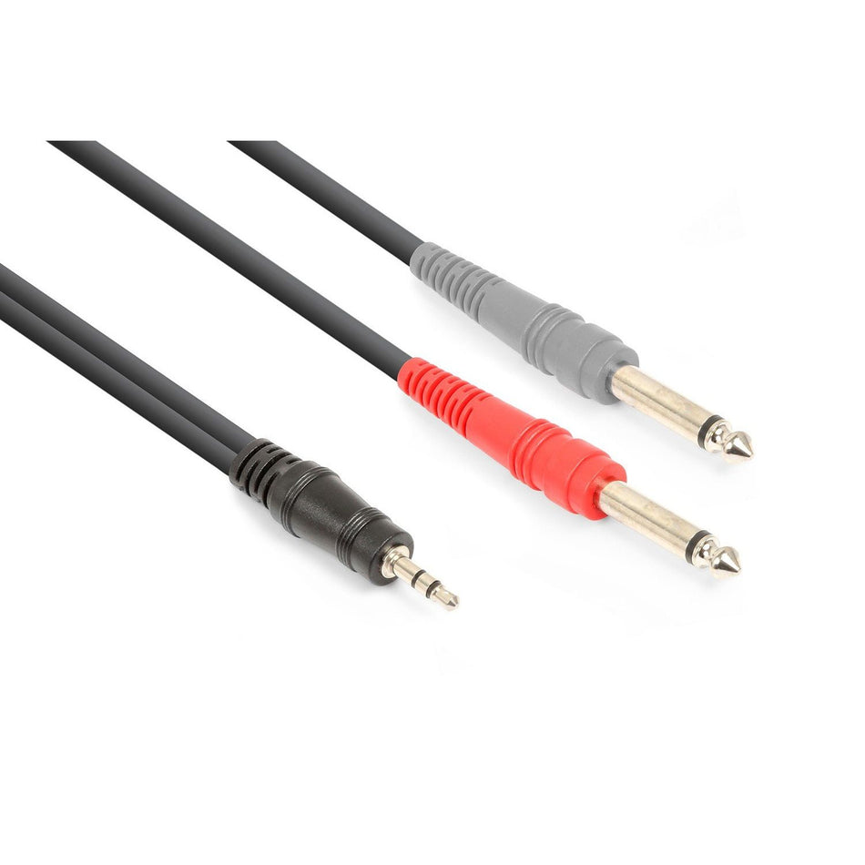 Vonyx CX332 - 3 - Cable 3.5mm Stereo - 2x 6.3mm Mono 3m - Tempo Shop