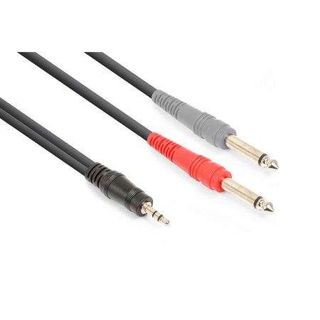 Vonyx CX332 - 6 - Cable 3.5mm Stereo - 2x 6.3mm Mono 6m - Tempo Shop