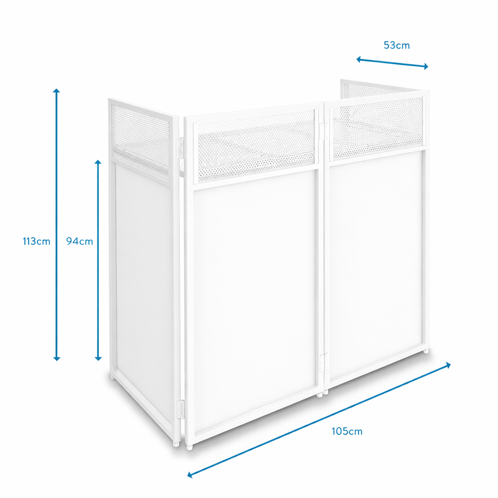 Vonyx DB4W Pro - Sistema de cabina DJ plegable de 4 cuerpos en blanco - Tempo Shop