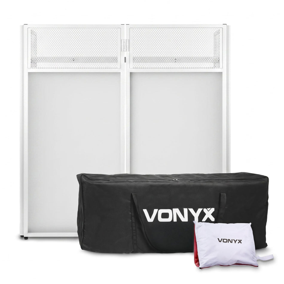 Vonyx DB4W Pro - Sistema de cabina DJ plegable de 4 cuerpos en blanco