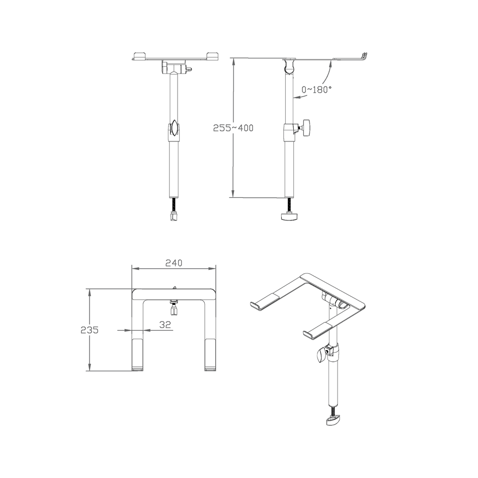 Vonyx DBLH1 - Soporte para portátil de cabina DJ - Tempo Shop
