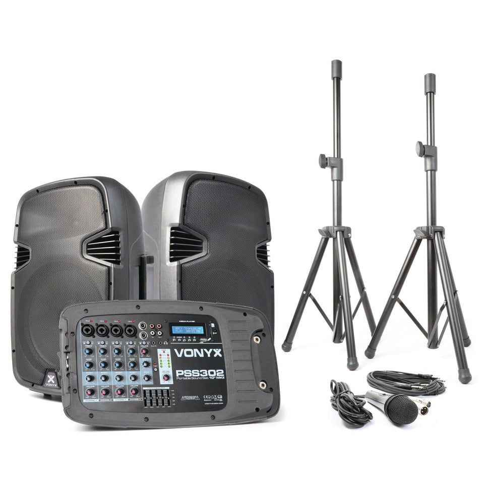Vonyx PSS302 - Set Portatil 10" SD/USB/MP3/BT con Tripode - Tempo Shop