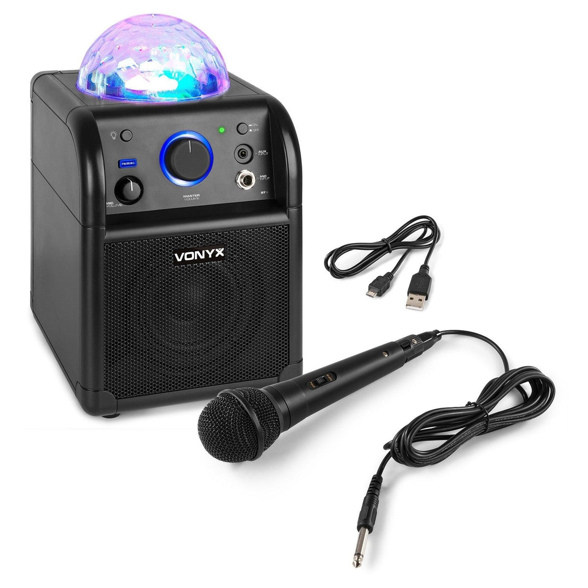 Vonyx SBS50B BT - Bafle Karaoke negro con bola LED - Tempo Shop