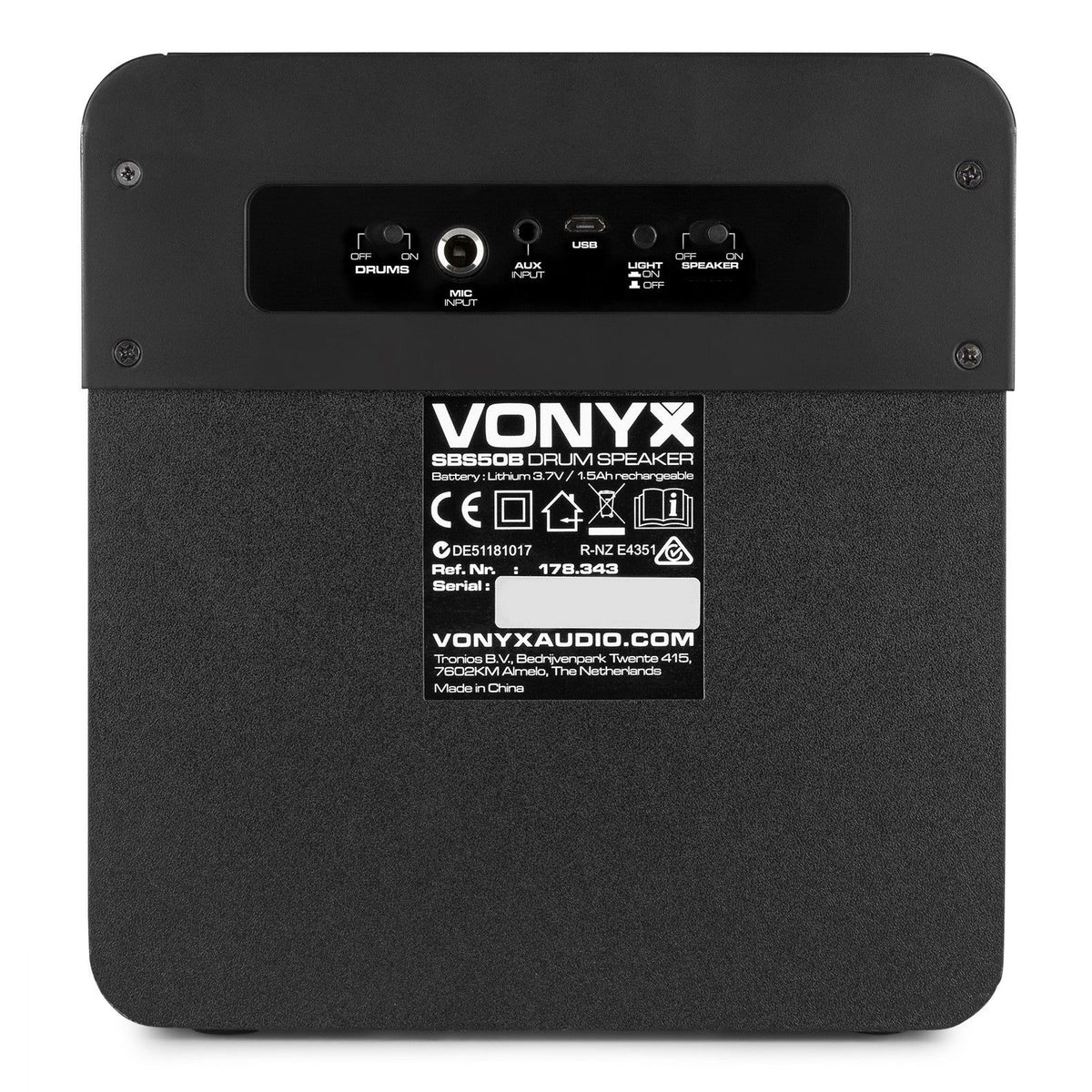 Vonyx SBS50B - DRUM - Set Karaoke negro con Drum Pads - Tempo Shop