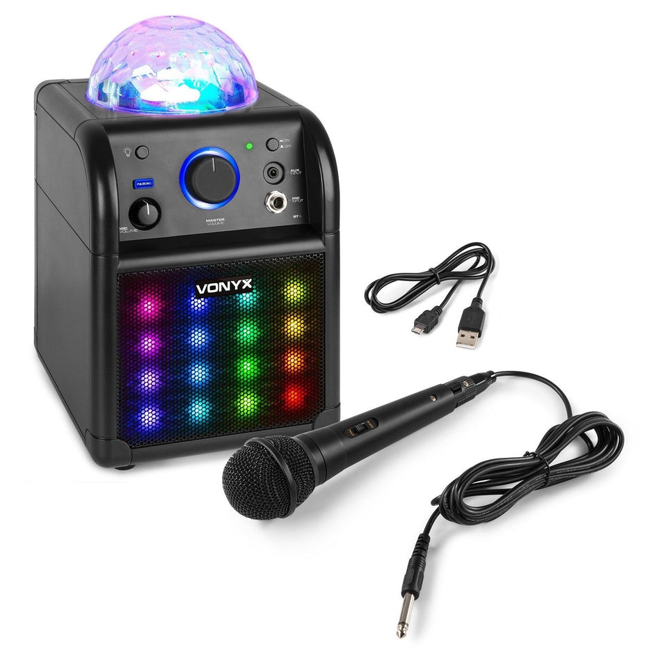 Vonyx SBS50B - PLUS - Conjunto Karaoke Negro con luces LED - Tempo Shop
