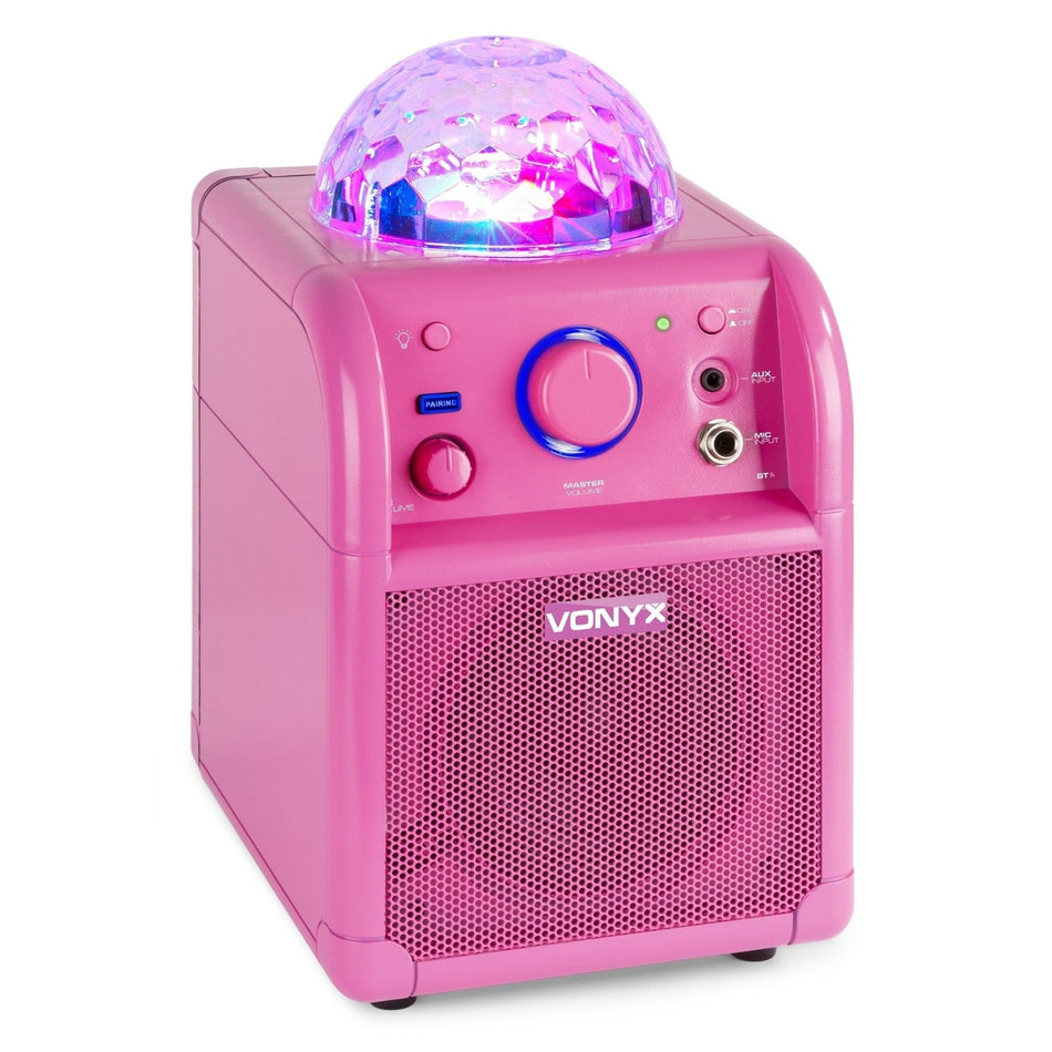 Vonyx SBS50P BT - Bafle Karaoke rosa con bola LED - Tempo Shop