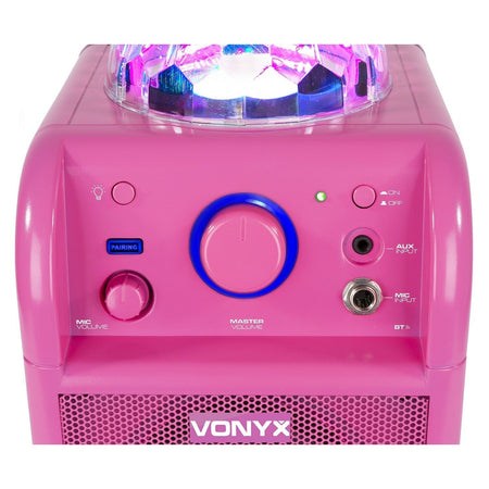 Vonyx SBS50P BT - Bafle Karaoke rosa con bola LED - Tempo Shop
