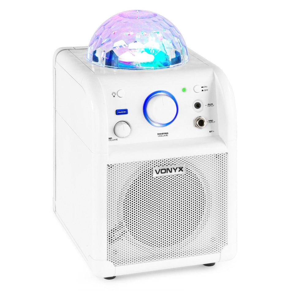 Vonyx SBS50W BT - Bafle Karaoke blanco con bola LED - Tempo Shop