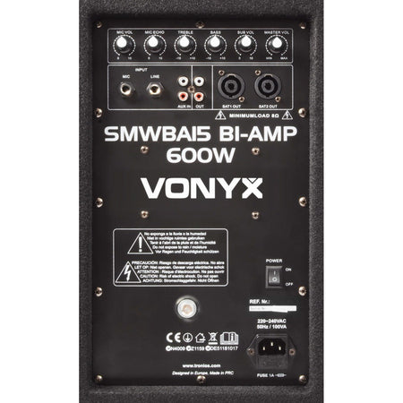 Vonyx SMWBA15 - Subwoofer Bi - Amplificado 15" 600W - Tempo Shop