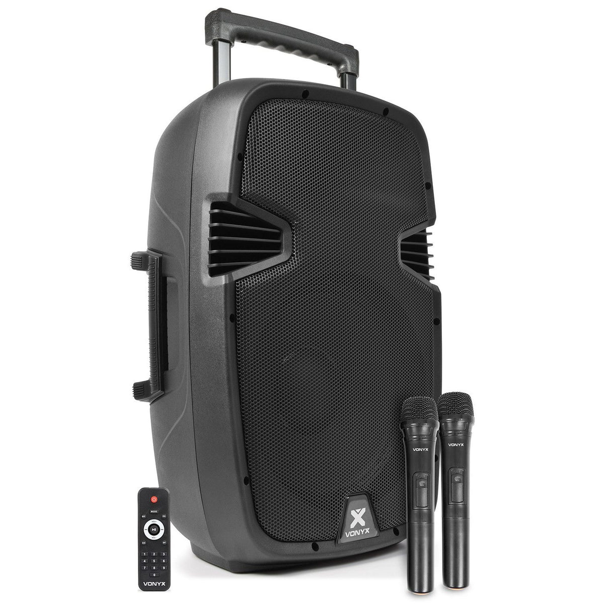 Vonyx SPJ - PA912 - Bafle Móvil activo ABS 12" 2 micros UHF/USB/MP3 - Tempo Shop