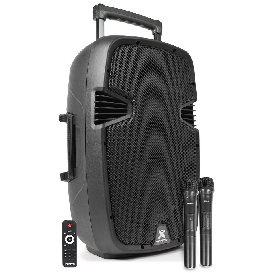 Vonyx SPJ - PA912 - Bafle Móvil activo ABS 12" 2 micros UHF/USB/MP3 - Tempo Shop