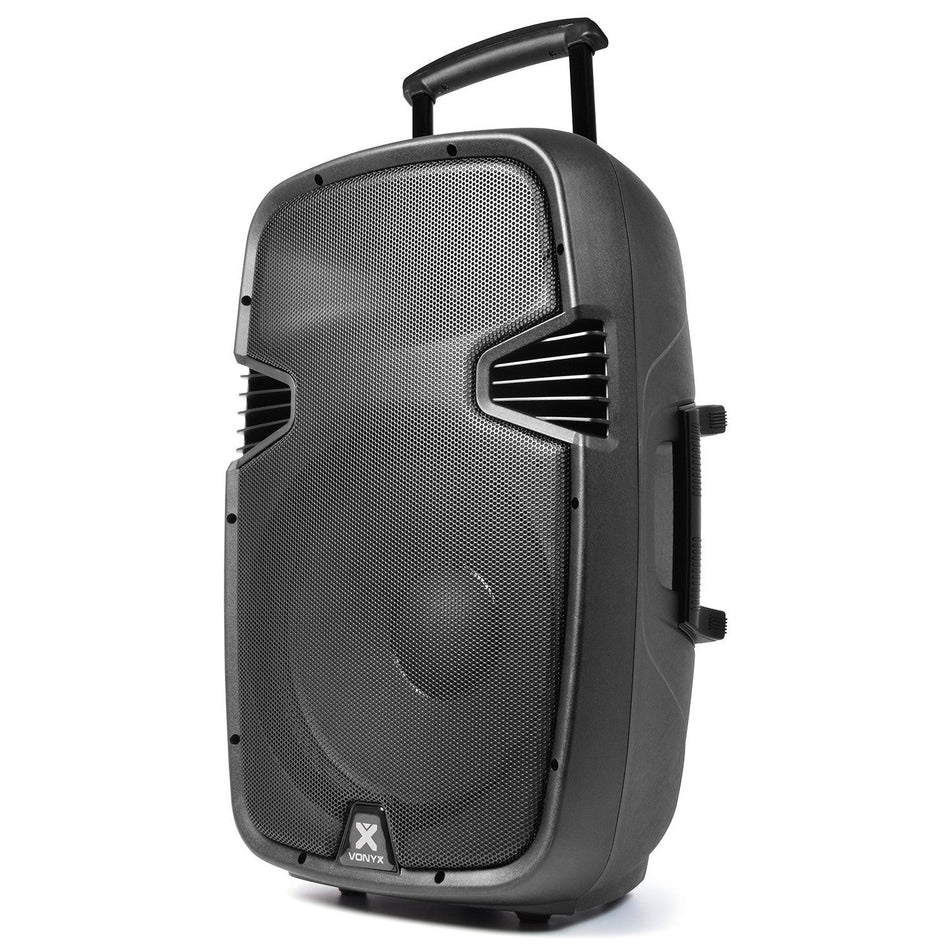 Vonyx SPJ - PA915 - Bafle móvil activo ABS 15" 2 micros UHF/USB/MP3 - Tempo Shop