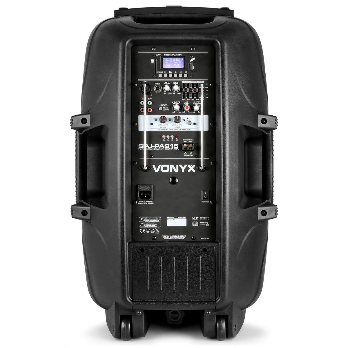 Vonyx SPJ - PA915 - Bafle móvil activo ABS 15" 2 micros UHF/USB/MP3 - Tempo Shop