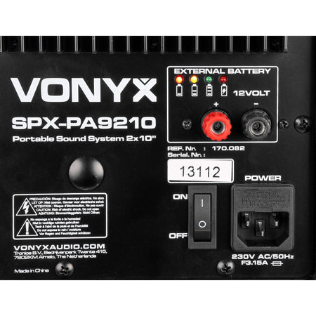 Vonyx SPX - PA9210 - Sistema Portátil de Sonido ABS 2x10" - Tempo Shop