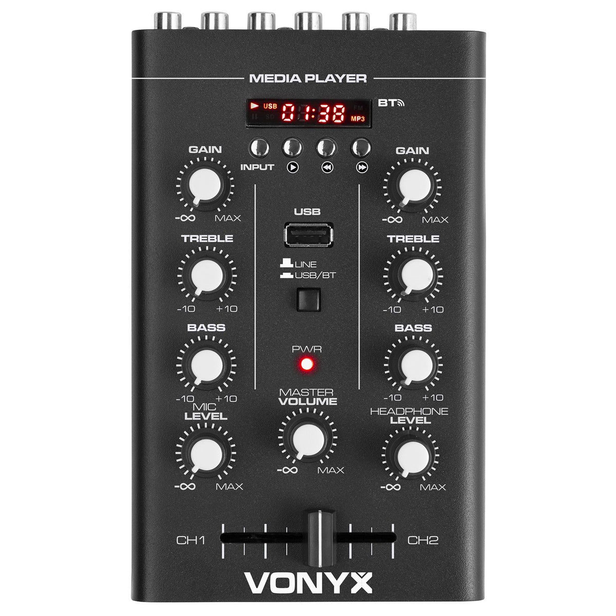 Vonyx STM500BT - Mezclador 2 canales, BT, MP3, Display - Tempo Shop