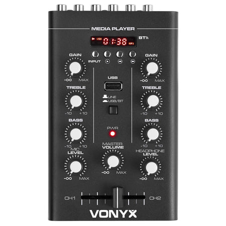 Vonyx STM500BT - Mezclador 2 canales, BT, MP3, Display - Tempo Shop