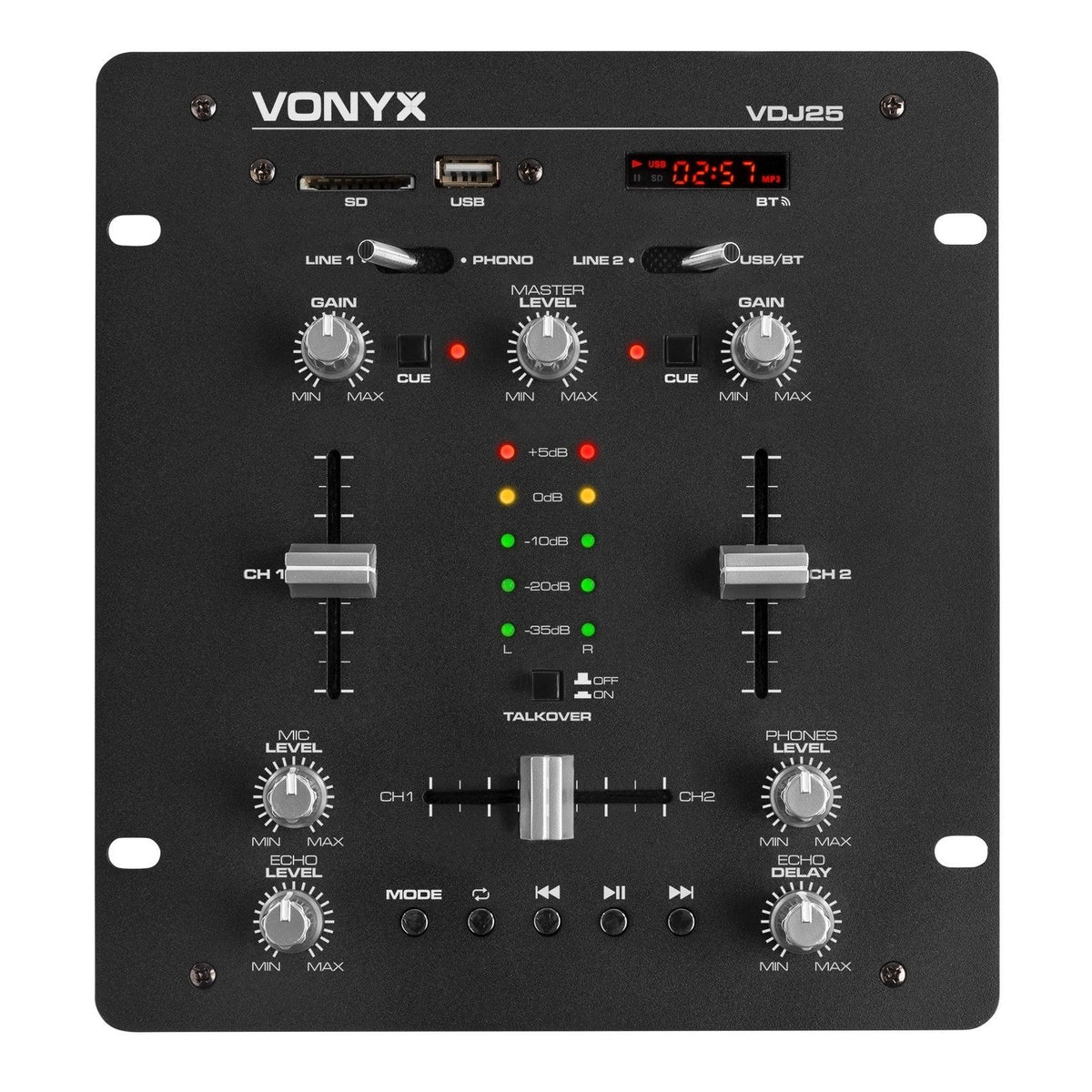 Vonyx VDJ25 - Amplificador con mezclador 2 canales - Tempo Shop