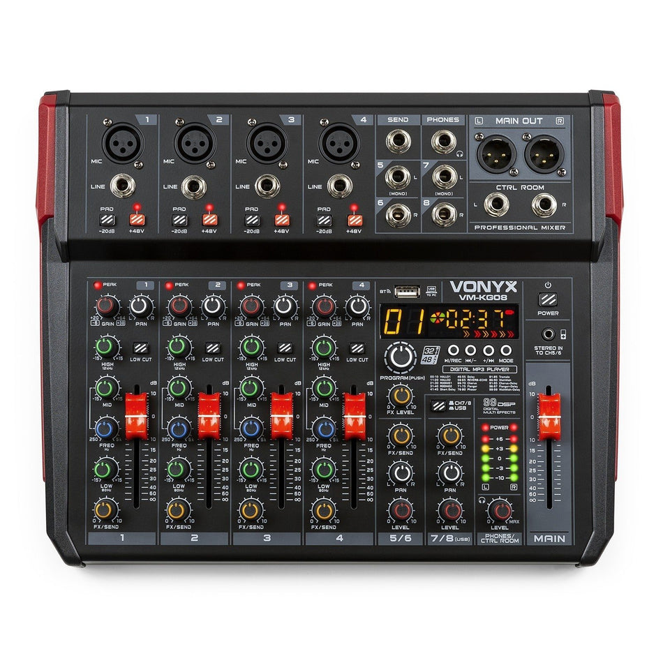 Vonyx VM - KG08 - Mezclador para música 8 canales BT/DSP/USB grabación - Tempo Shop