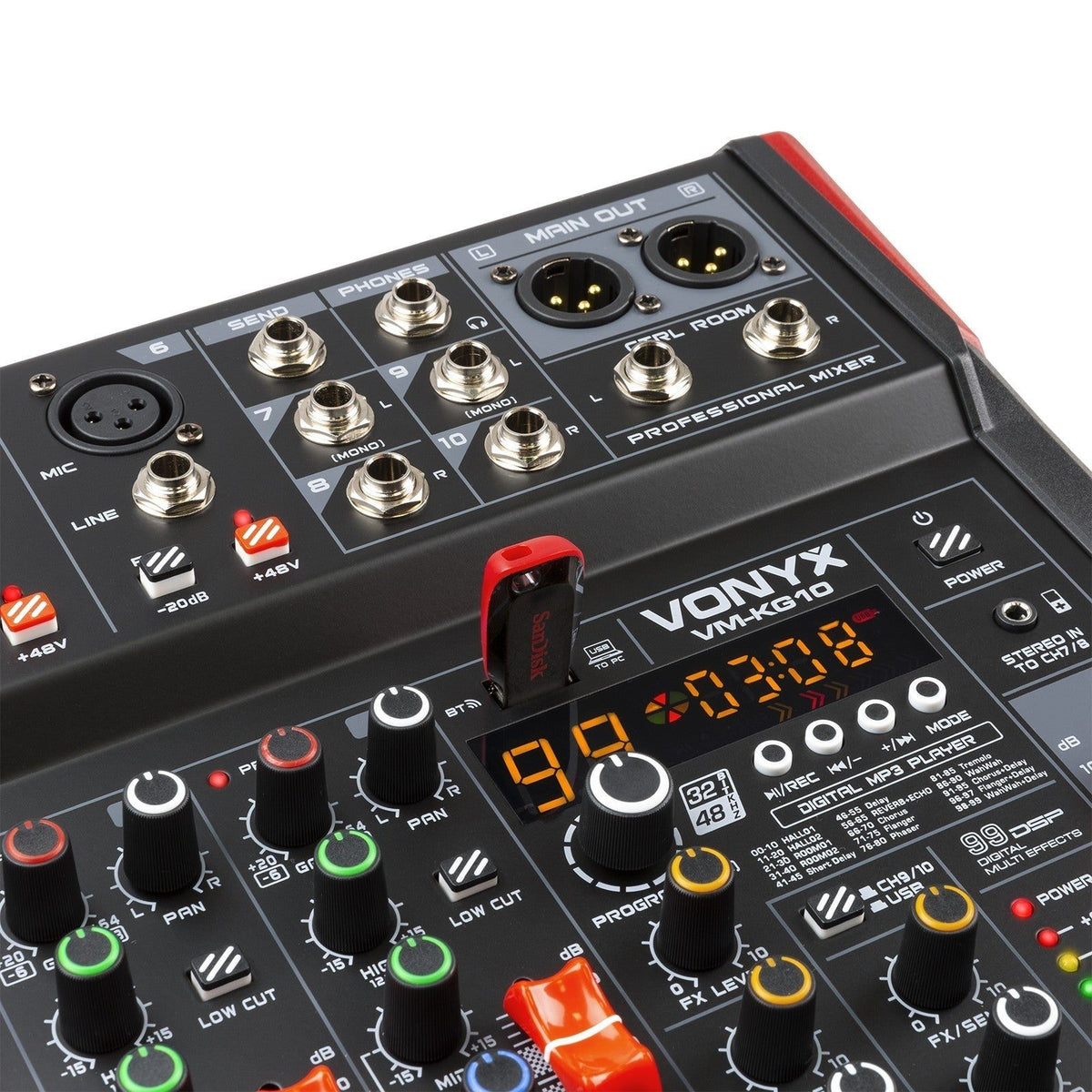Vonyx VM - KG10 - Mezclador para música 10 canales BT/DSP/USB grabación - Tempo Shop