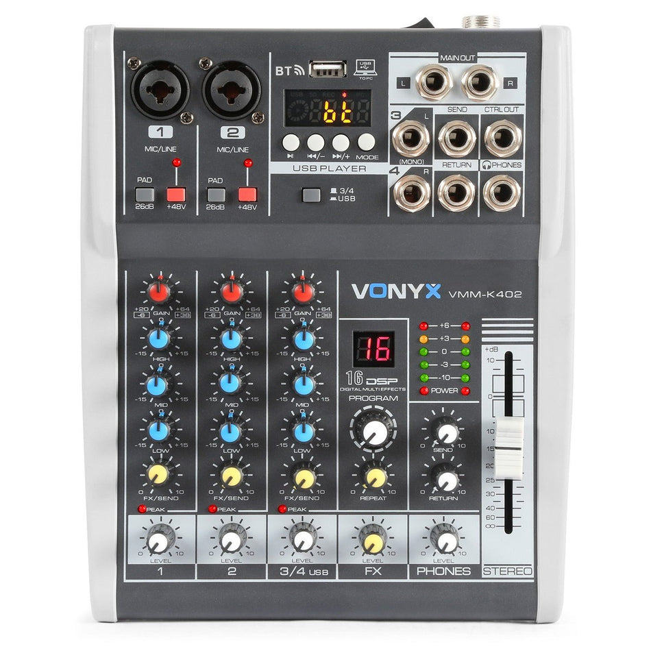 Vonyx VMM - K402 - Mezclador de directo 4 canales con DSP - Tempo Shop