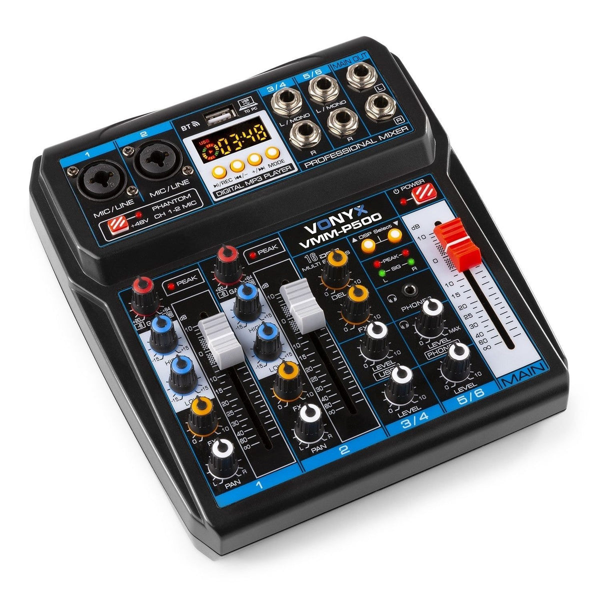 Vonyx VMM - P500 - Mezclador Directo 4 Canales con DSP, USB y reproductor MP3/BT - Tempo Shop