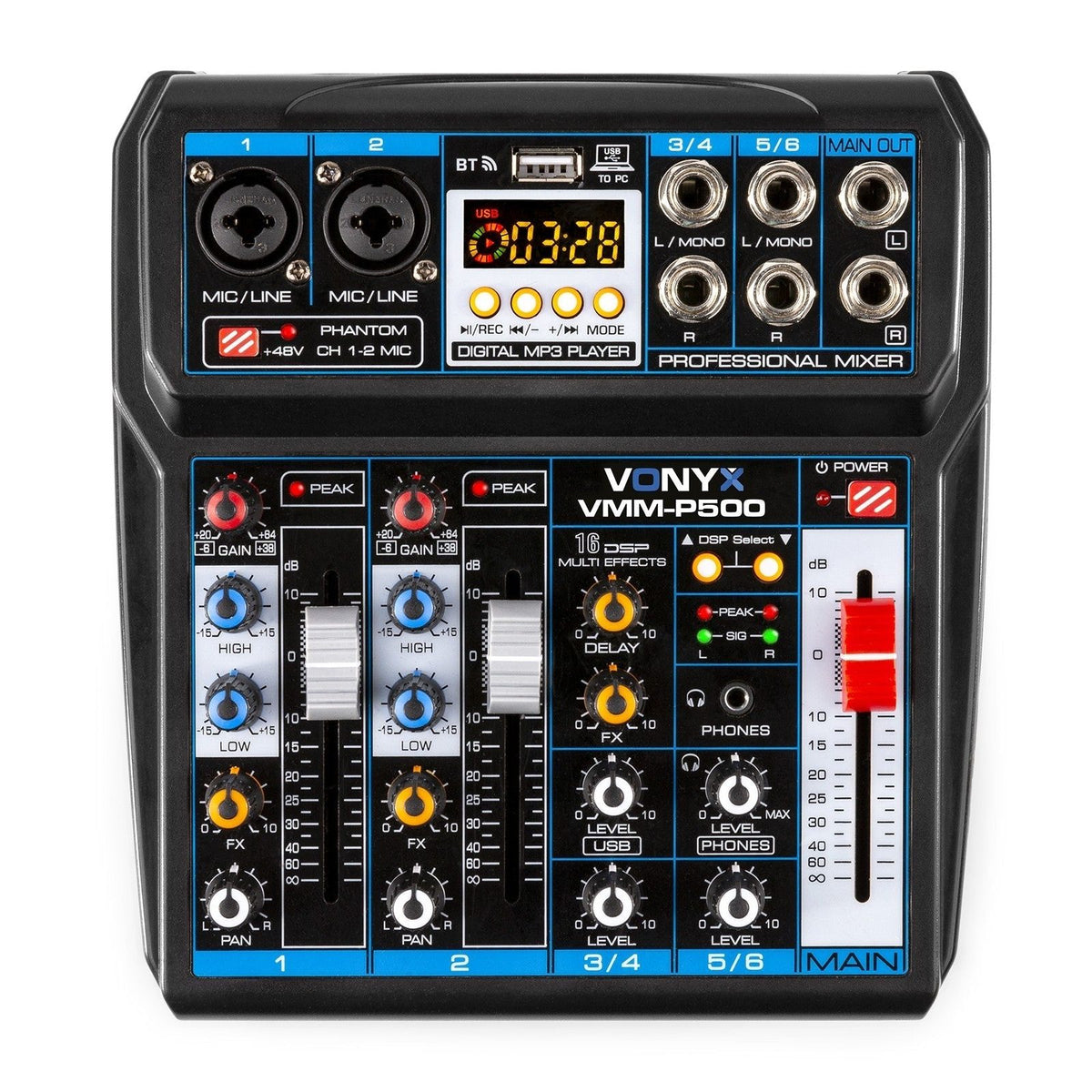 Vonyx VMM - P500 - Mezclador Directo 4 Canales con DSP, USB y reproductor MP3/BT - Tempo Shop