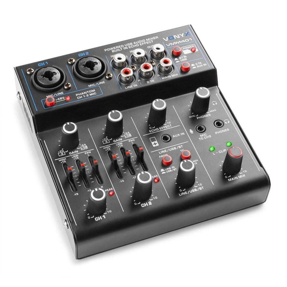 Vonyx VMM401 - Mezclador 4 canales con USB Audio Interface - Tempo Shop