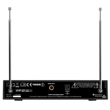 Vonyx WM522B - Micrófono inalámbrico VHF 2 canales con 2 micros de cabeza - Tempo Shop