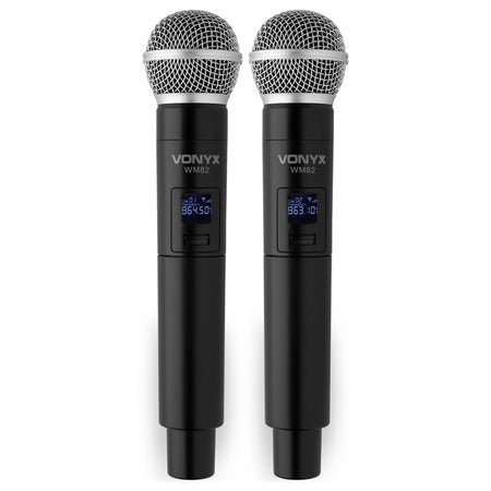 Vonyx WM82 - Micrófono inalámbrico digital UHF 2 canales con 2 micros de mano - Tempo Shop