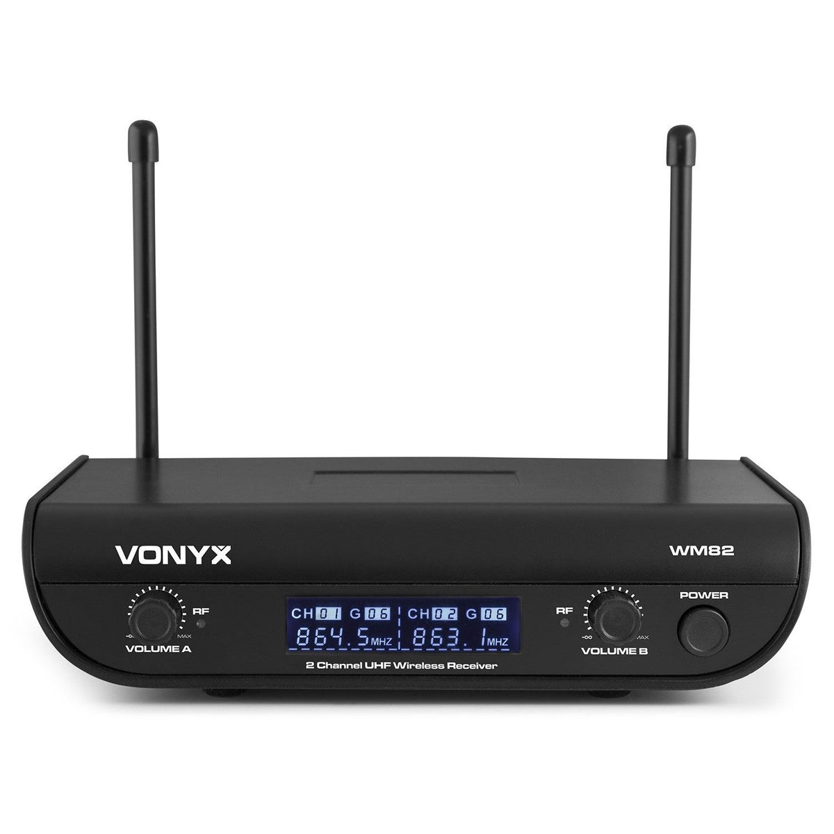Vonyx WM82B - Micrófono inalámbrico digital UHF 2 canales con 2 micros de cabeza - Tempo Shop