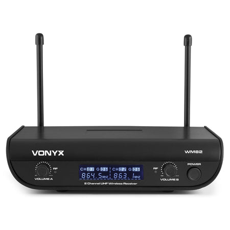 Vonyx WM82B - Micrófono inalámbrico digital UHF 2 canales con 2 micros de cabeza - Tempo Shop