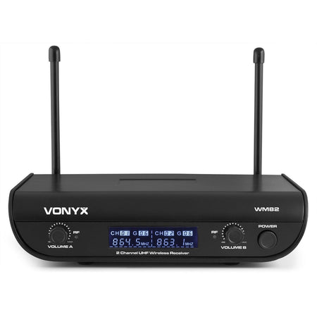 Vonyx WM82C - Micrófono inalámbrico digital UHF de 2 canales con bolsillo y cuerpo - Tempo Shop