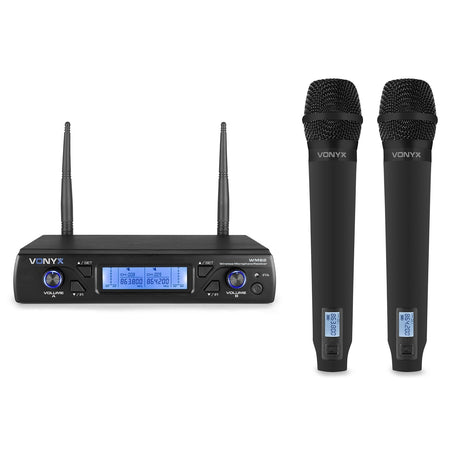 Vonyx WM62 - Micrófono inalámbrico UHF 16Ch con 2 micrófonos de mano - Tempo Shop
