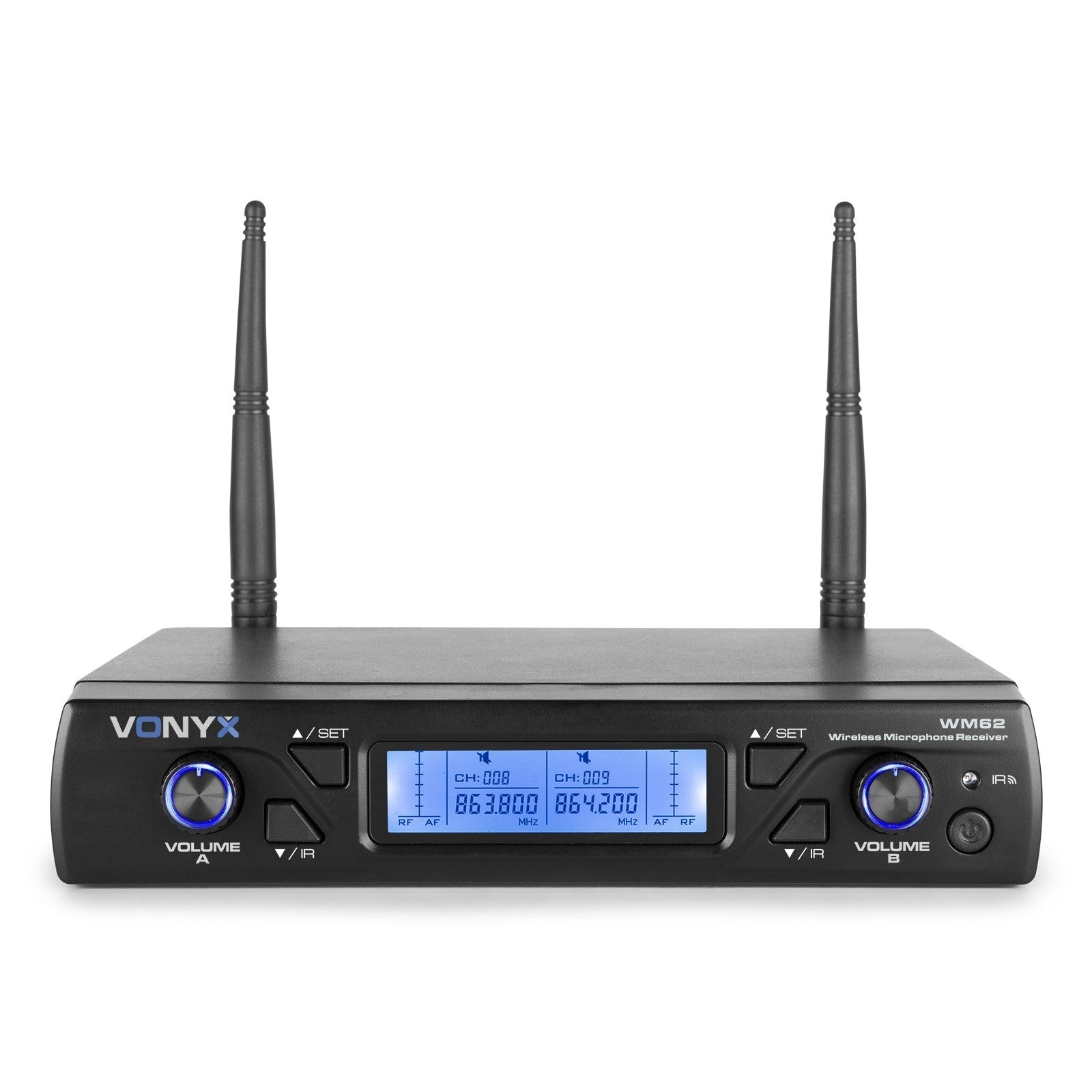 Vonyx WM62 - Micrófono inalámbrico UHF 16Ch con 2 micrófonos de mano - Tempo Shop
