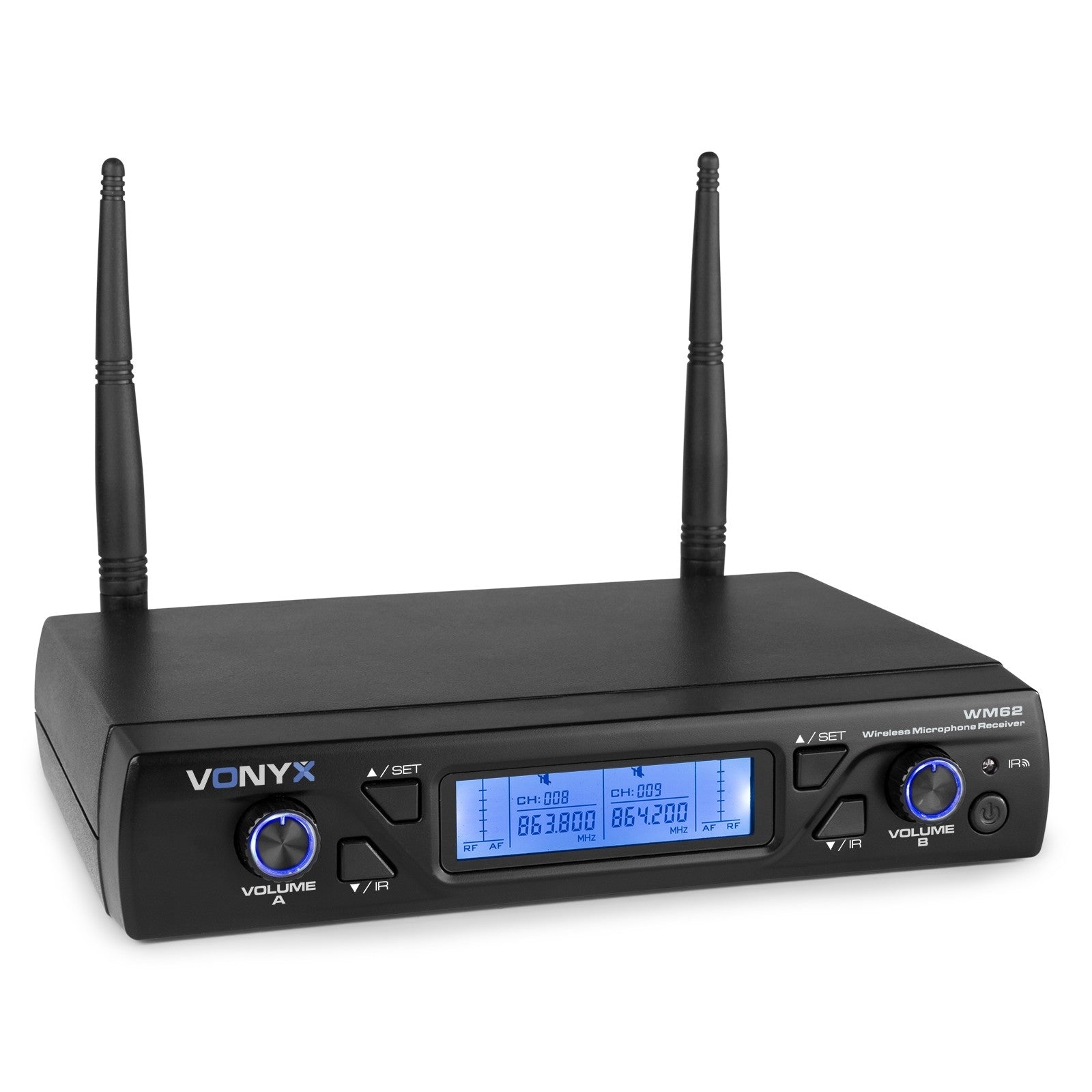 Vonyx WM62 - Micrófono inalámbrico UHF 16Ch con 2 micrófonos de mano - Tempo Shop