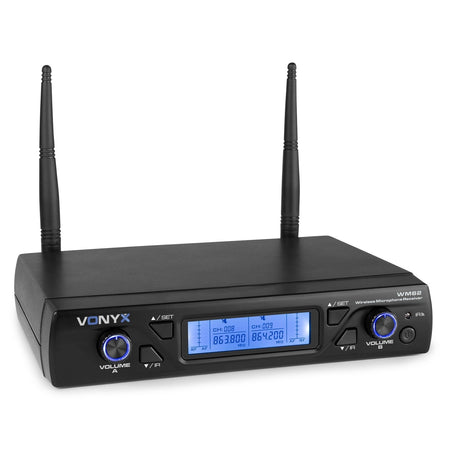 Vonyx WM62 - Micrófono inalámbrico UHF 16Ch con 2 micrófonos de mano - Tempo Shop